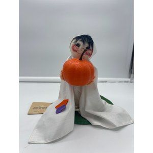 Halloween Annalee Doll Ghost holding Pumpkin Vintage 1989